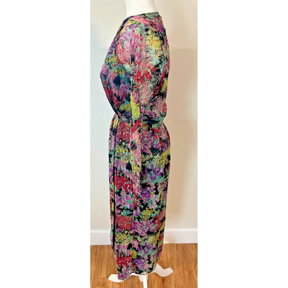 Vintage 80's Diane Dickinson‎ for Gentillesse Silk Floral Wrap Dress Size Medium